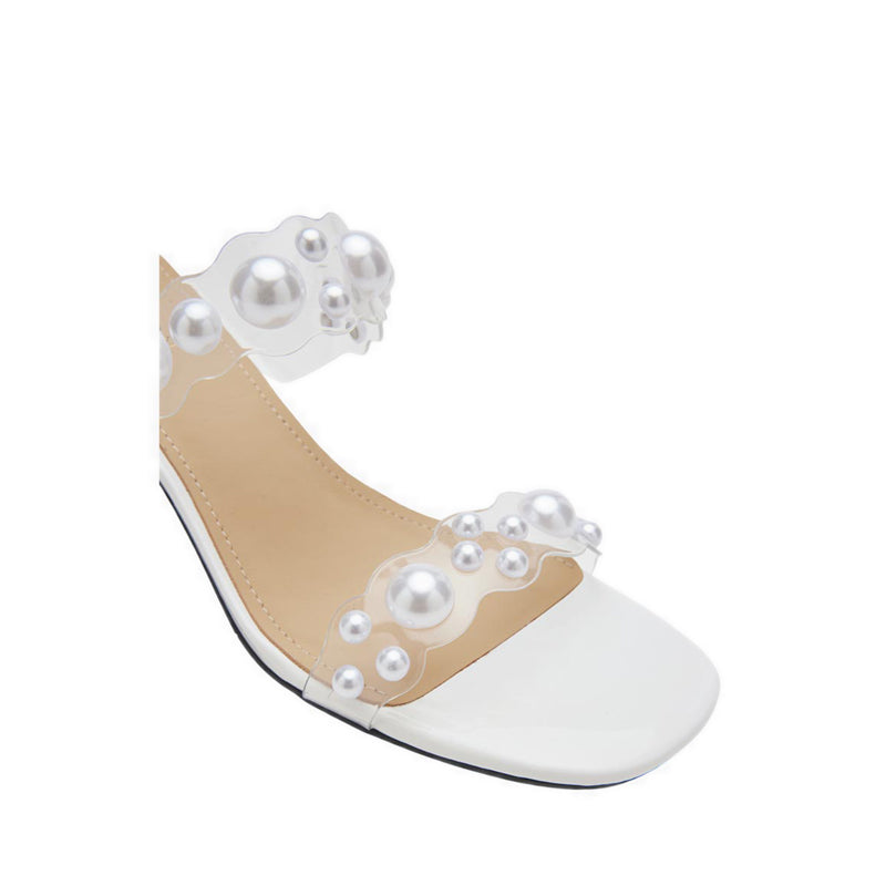 Pazzion Women's Greylisse Pearl Encrusted Sandal Heels - White