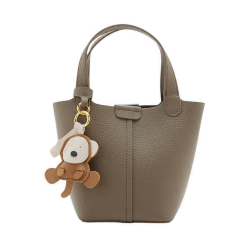 Haley Leather Charmed Bucket Bag - Grey
