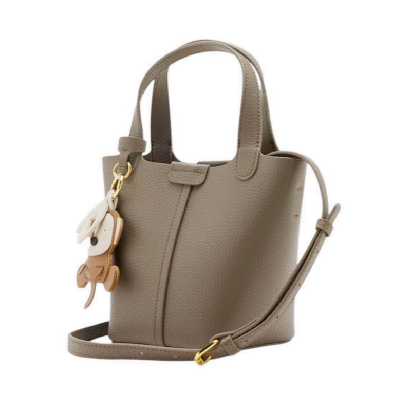 Haley Leather Charmed Bucket Bag - Grey