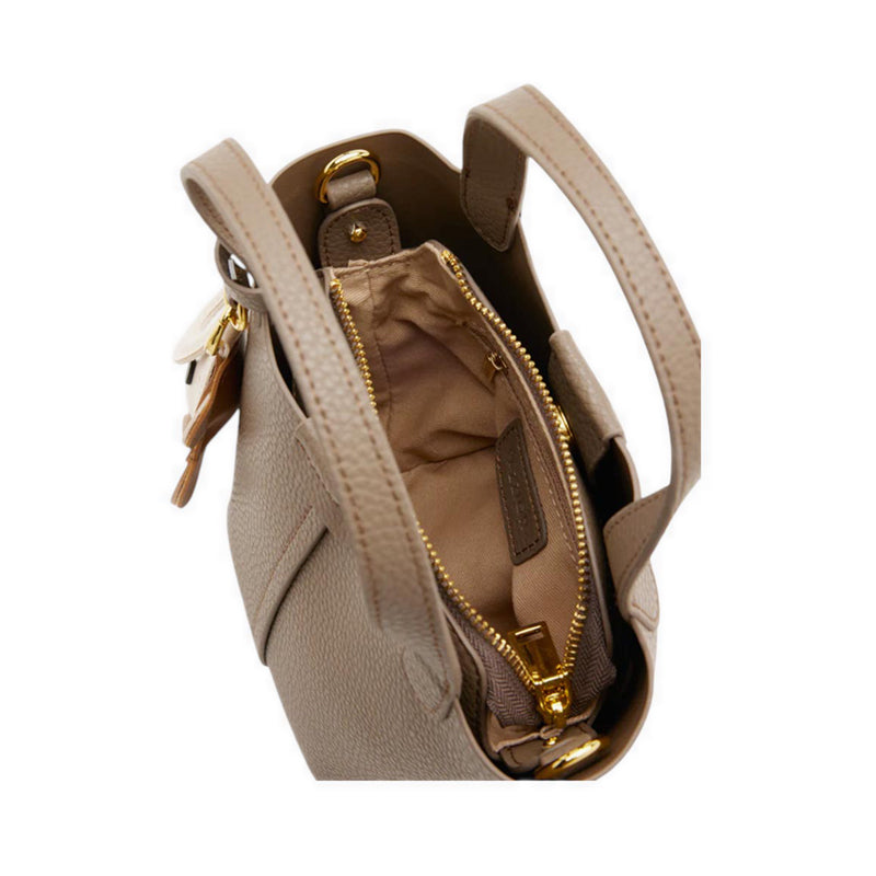 Haley Leather Charmed Bucket Bag - Grey