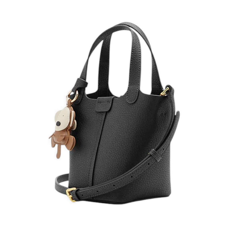 Haley Leather Charmed Bucket Bag - Black