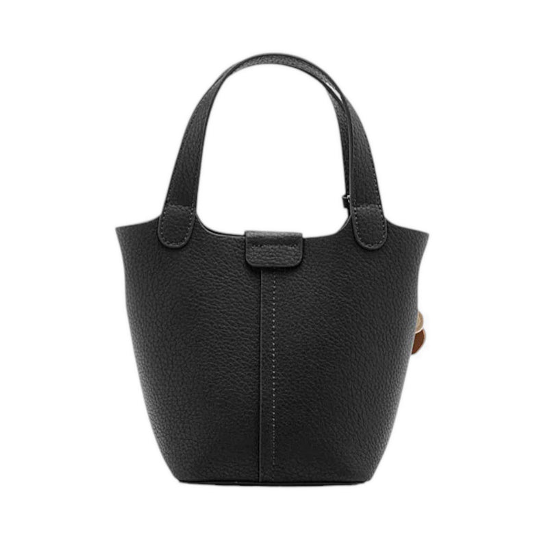 Haley Leather Charmed Bucket Bag - Black