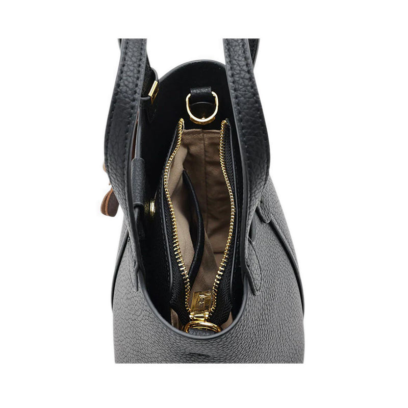Haley Leather Charmed Bucket Bag - Black