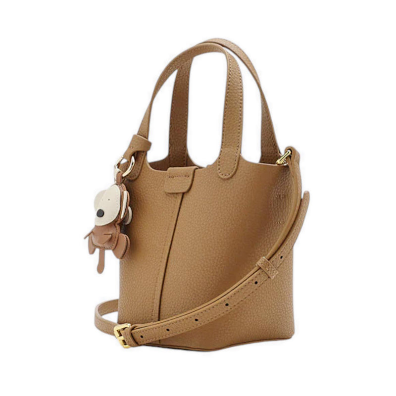 Haley Leather Charmed Bucket Bag - Brown
