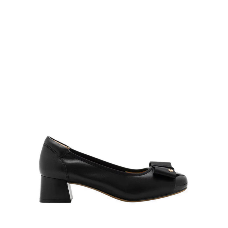 Itzel Love Embellished Bow Low Block Heels Black