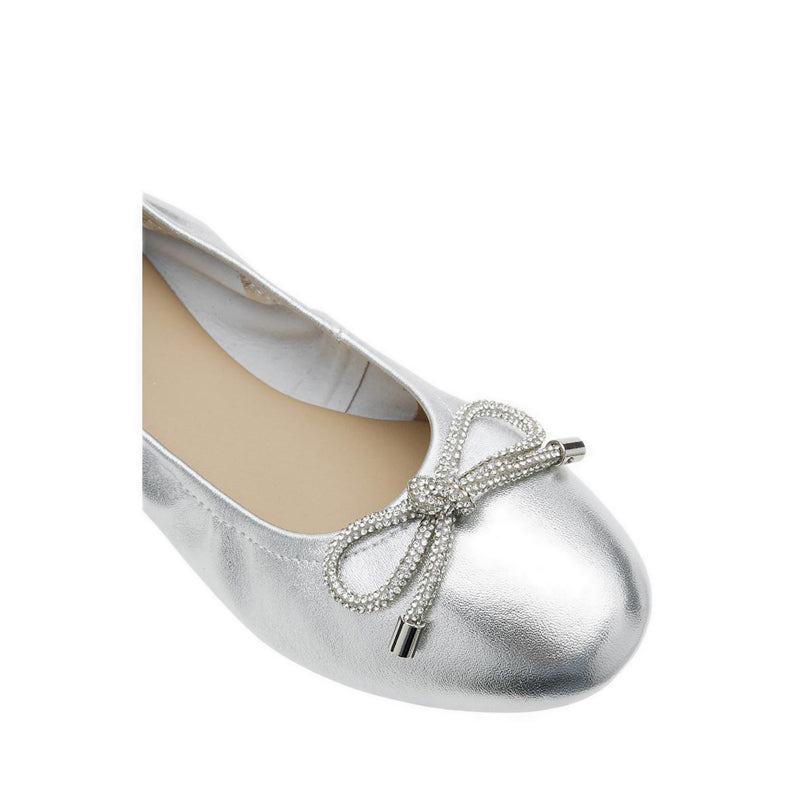 Pazzion Women's Mara Crystal Bow Ballerinas - Silver
