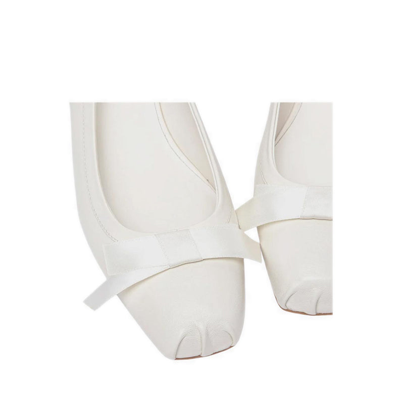 Pazzion Women's Margot Bow Low Leather Slingback Heels - Beige
