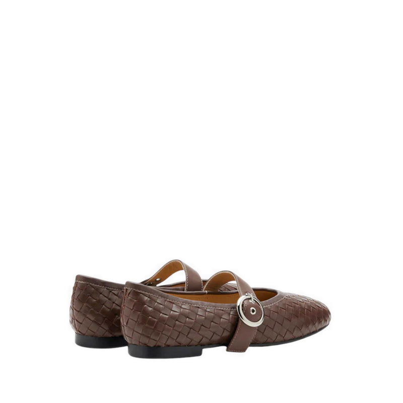 Marin Woven Mary Jane Flats - Brown