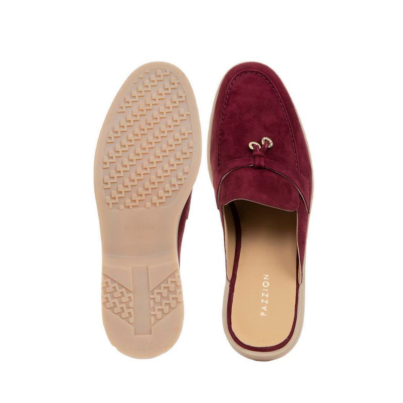 Mavis Suede Mules - Maroon