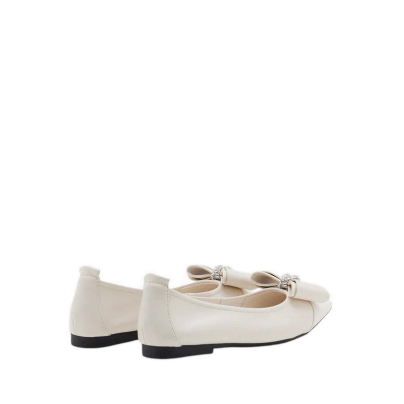Melva Bow Pointed Toe Flats - Beige