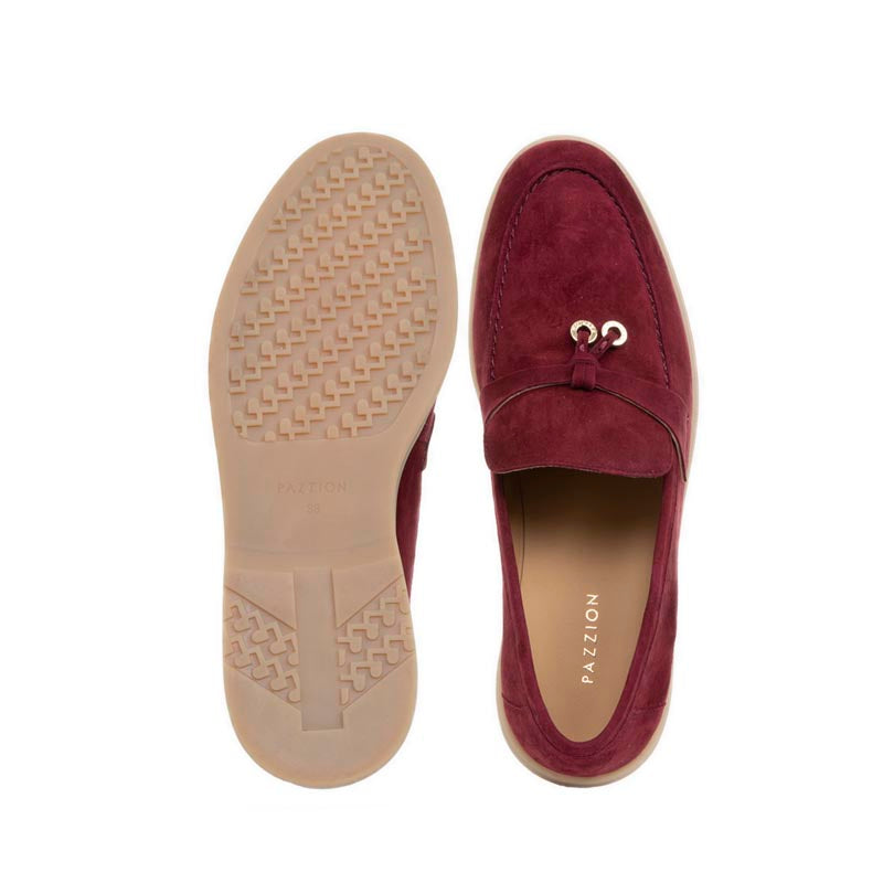 Phoenix Knot Detail Suede Loafers - Maroon
