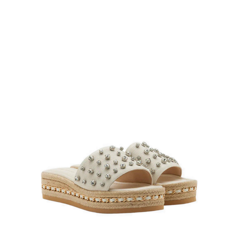 Poppy Studded Wedges - Beige