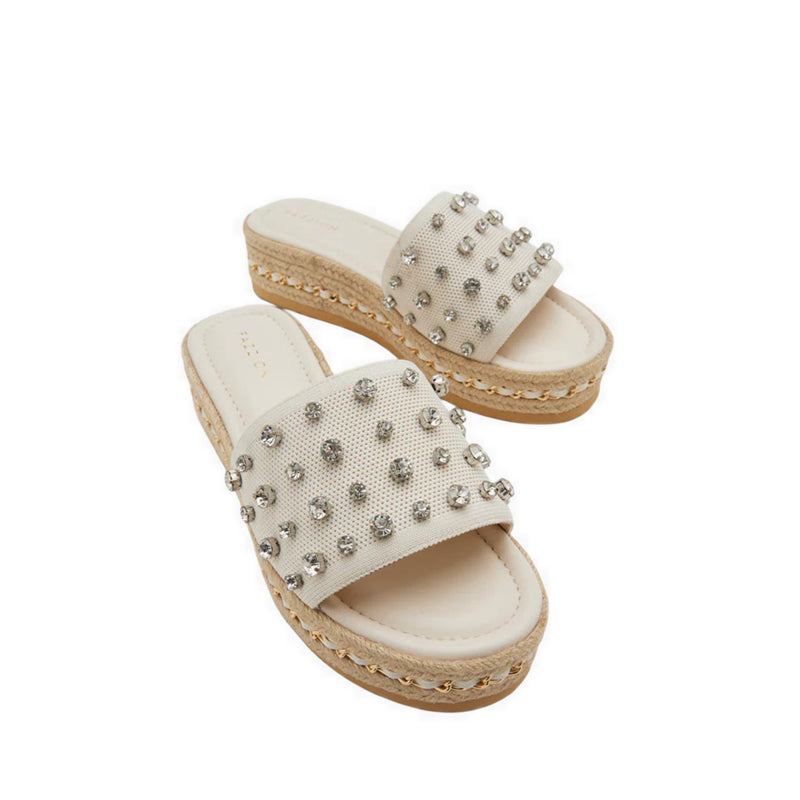 Poppy Studded Wedges - Beige