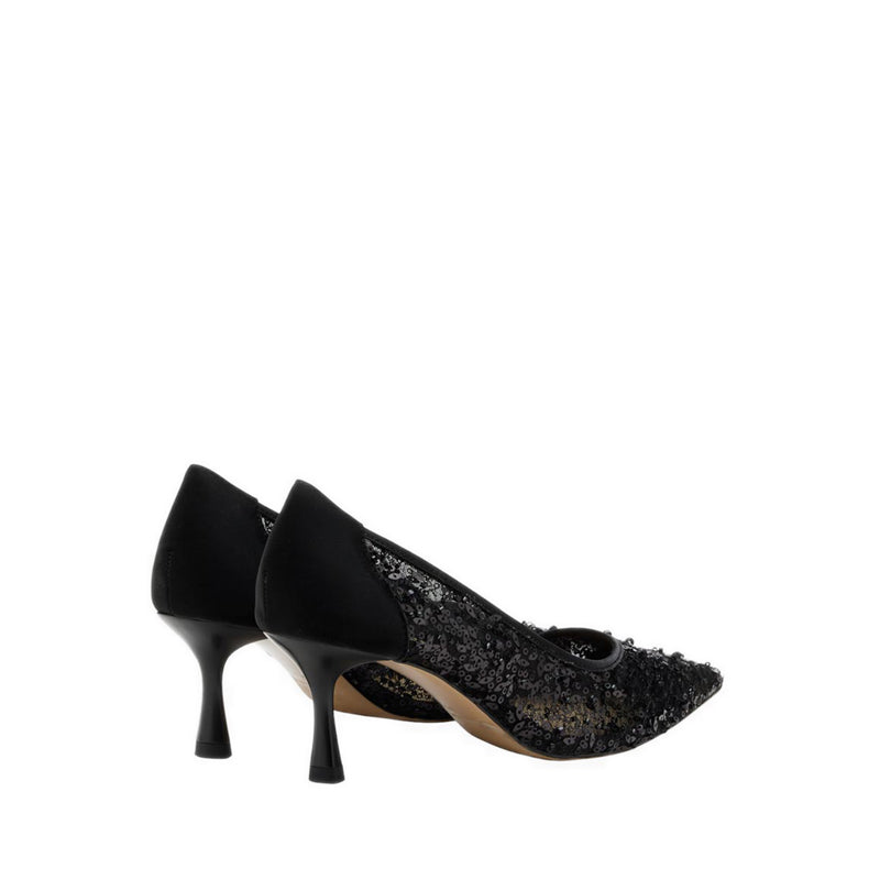 Raena Sequined Mesh Heels - Black