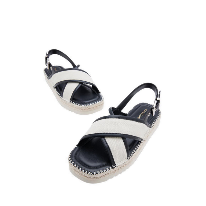 Riva Cross-Strap Espadrille Sandals - Black
