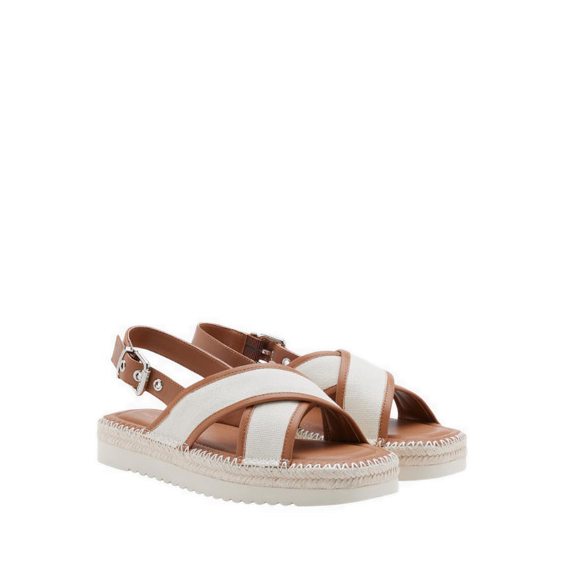 Riva Cross-Strap Espadrille Sandals - Brown