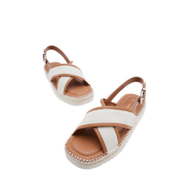 Riva Cross-Strap Espadrille Sandals - Brown