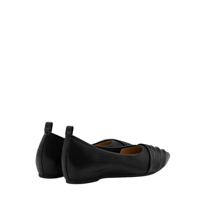 Rylee Ruched Detail Covered Flats - Black