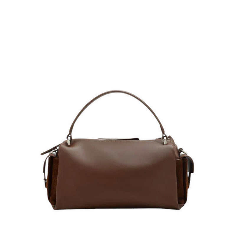 Sevila Suede Leather Satchel - Brown
