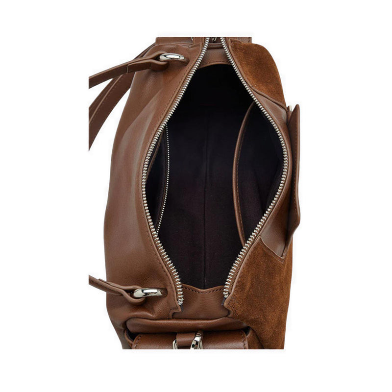 Sevila Suede Leather Satchel - Brown