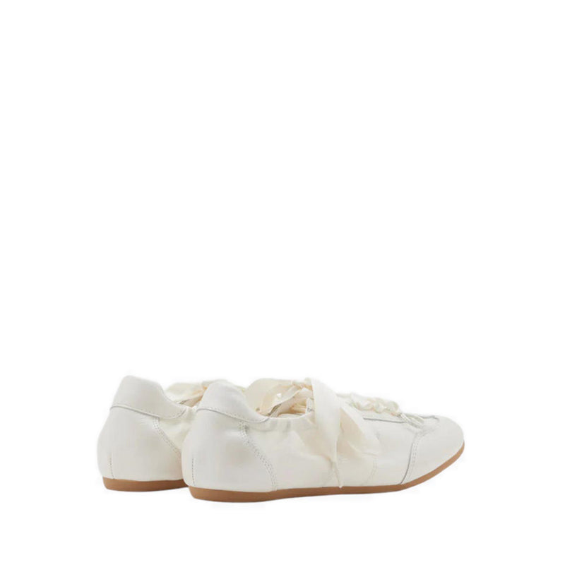 Sylvie Ballerina Satin Bow Sneakers - Beige