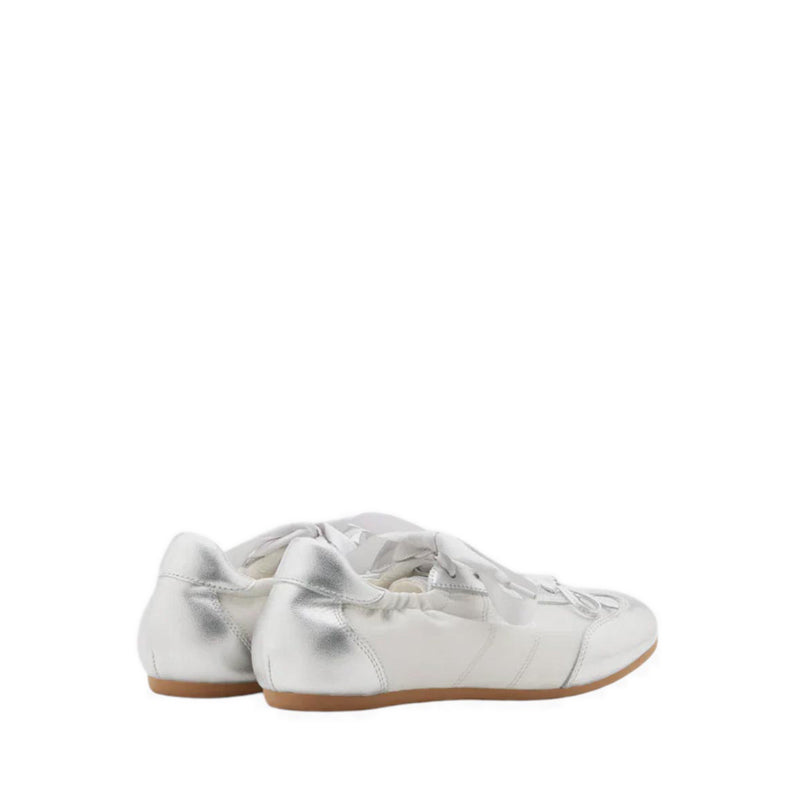 Sylvie Ballerina Satin Bow Sneakers - Silver