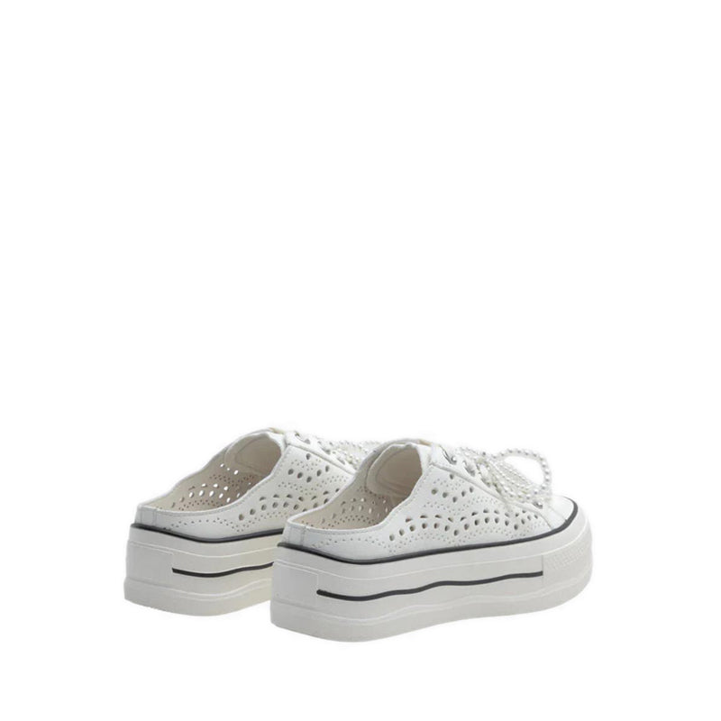 Pazzion Wilhelmina Slip-on Pearl Bow Sneakers - White