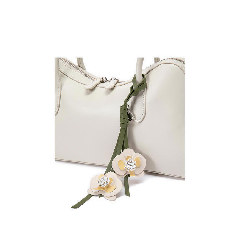 Pazzion Women's Lycorisse Orchid Leather Shoulder Bag - Beige