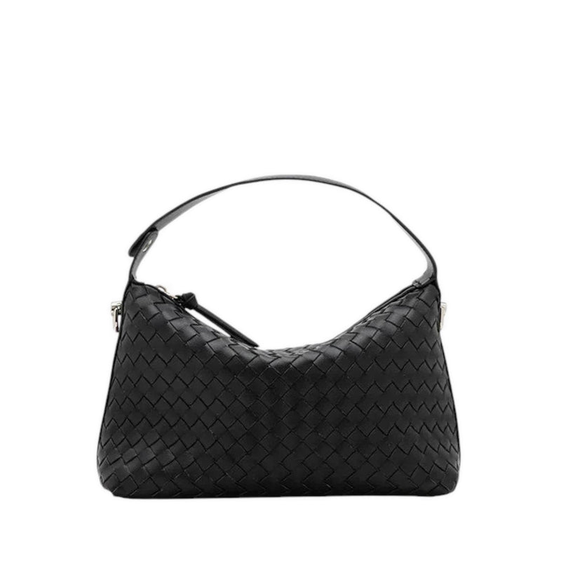 Xyla Woven Leather Bag - Black