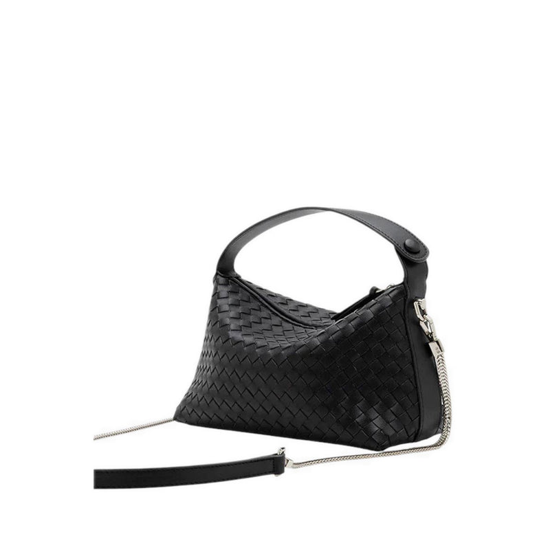 Xyla Woven Leather Bag - Black