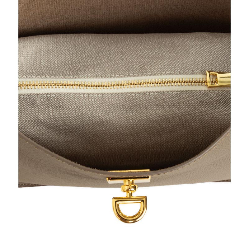 Women's Yelivienne Twist Lock Leather Shoulder Bag - Khaki
