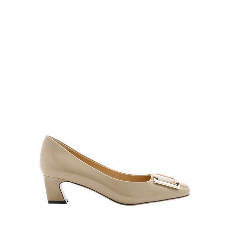 Yvette Buckle Square-Toe Pump Heels - Khaki