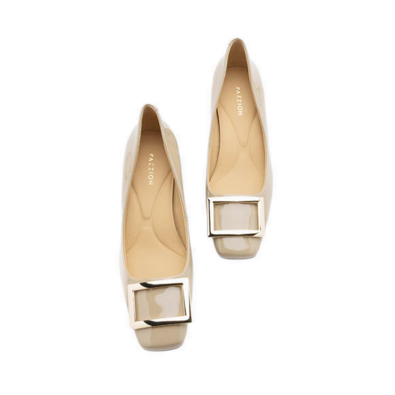 Yvette Buckle Square-Toe Pump Heels - Khaki