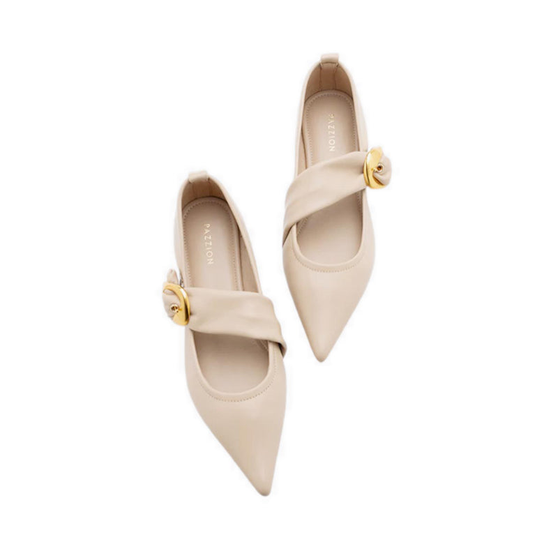 Zinnia Pointed Toe Flats - Natural