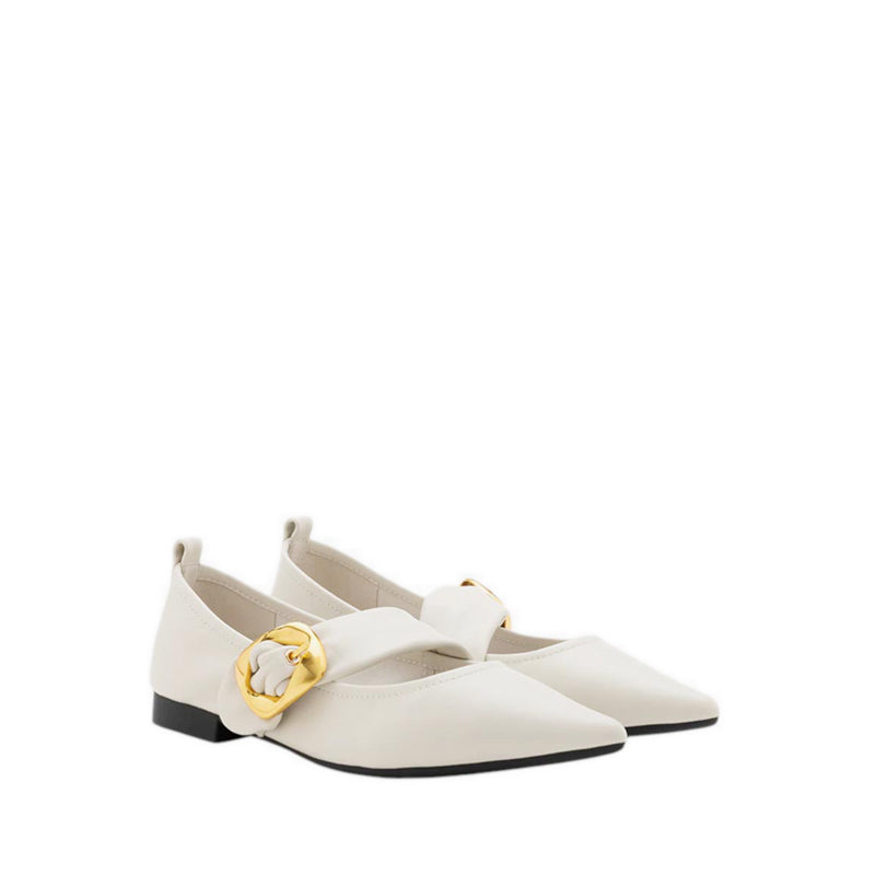Zinnia Pointed Toe Flats - Beige