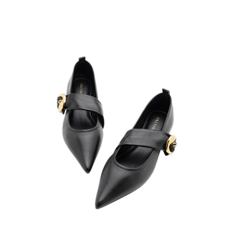 Zinnia Pointed Toe Flats - Black