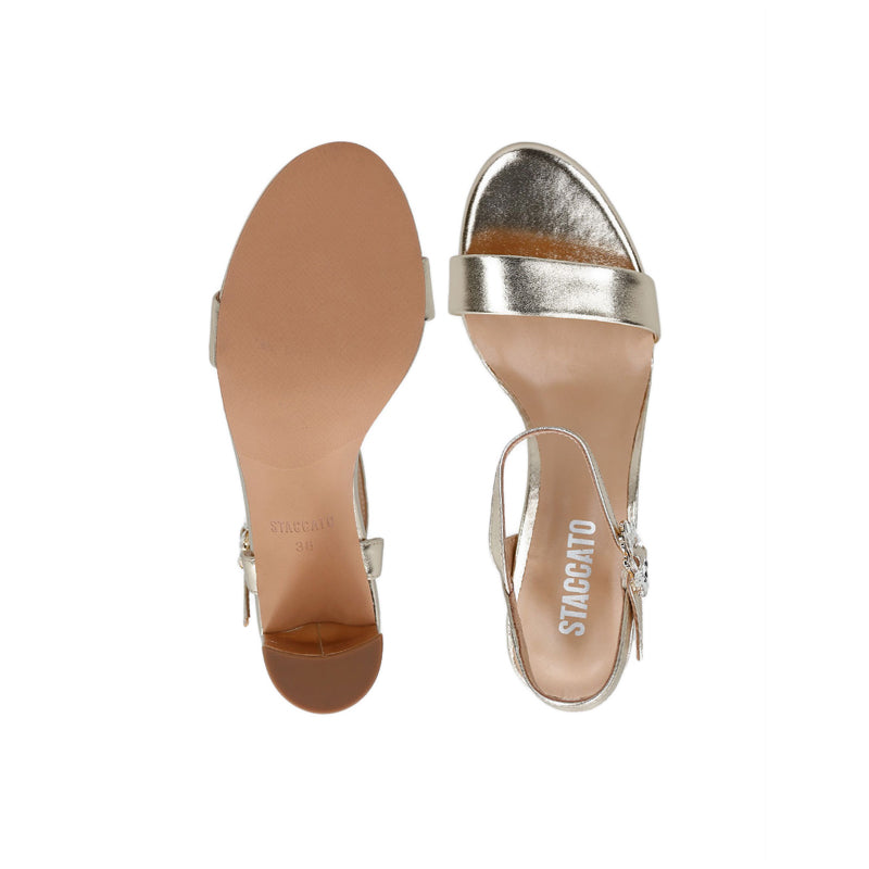 9Ad01-Gld Sandal Heels - Gold