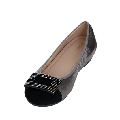 9Hy87-Gre Ballerina Flats - Gray