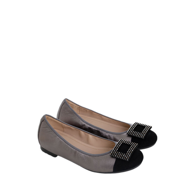 9Hy87-Gre Ballerina Flats - Gray