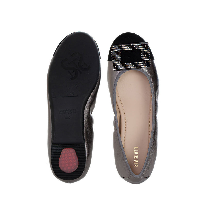 9Hy87-Gre Ballerina Flats - Gray