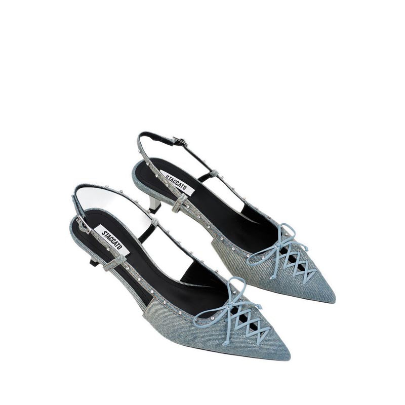 Edk56-Bd7 Women'S Heels - Blue Denim