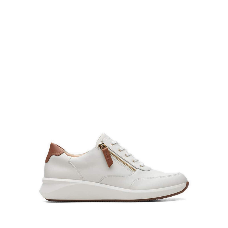Clarks Women Un Rio Zip White Leather