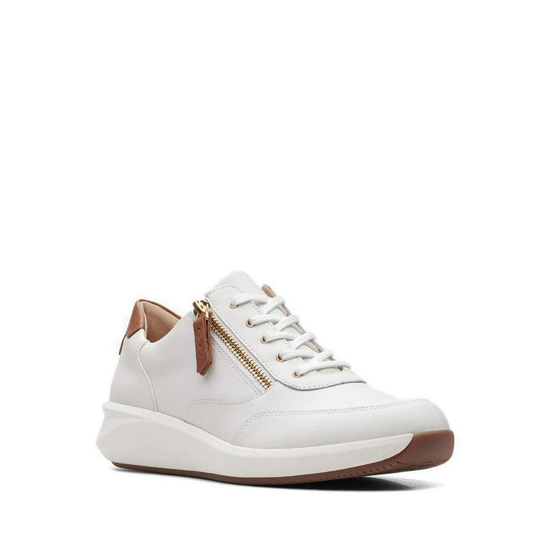 Clarks Women Un Rio Zip White Leather
