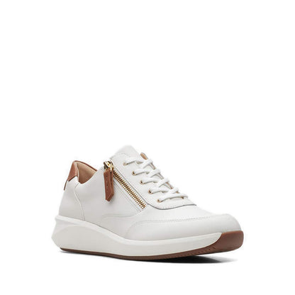 Clarks Women Un Rio Zip White Leather