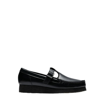 Wallabee T Bar Blk HiShine Lea