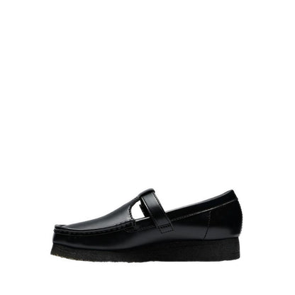 Wallabee T Bar Blk HiShine Lea