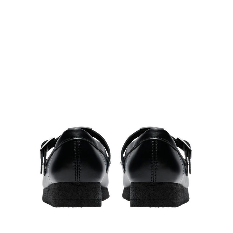 Wallabee T Bar Blk HiShine Lea