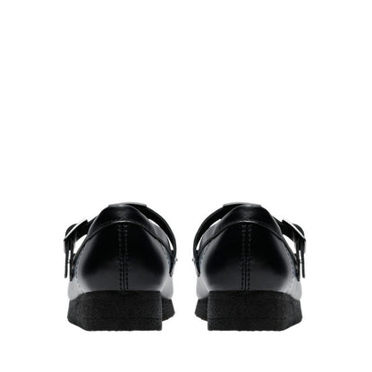 Wallabee T Bar Blk HiShine Lea
