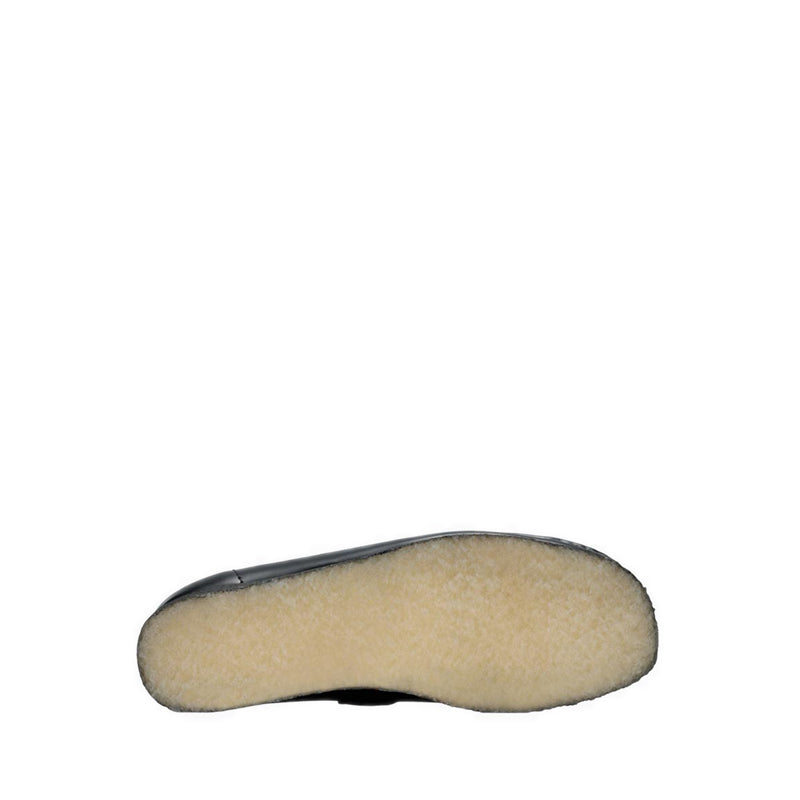 Wallabee T Bar Blk HiShine Lea