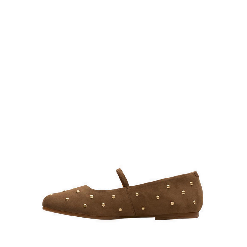 Livia Stud Walnut Suede